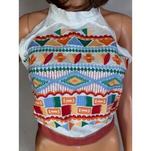 Altar'd State embroidered boho‎ halter top Size M but could fit L-XL 70's